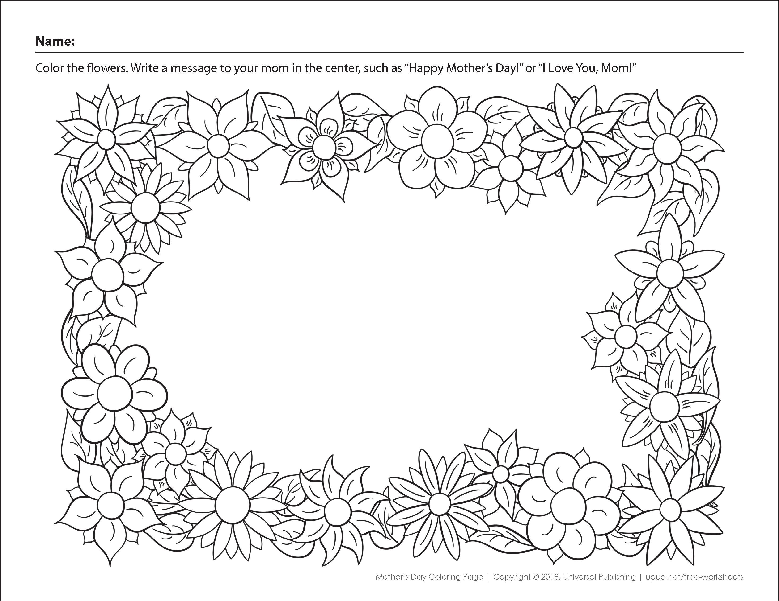 Mother's Day Coloring Page - Universal Publishing Blog