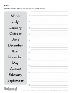 Days & Months | Free Printables - Universal Publishing Blog