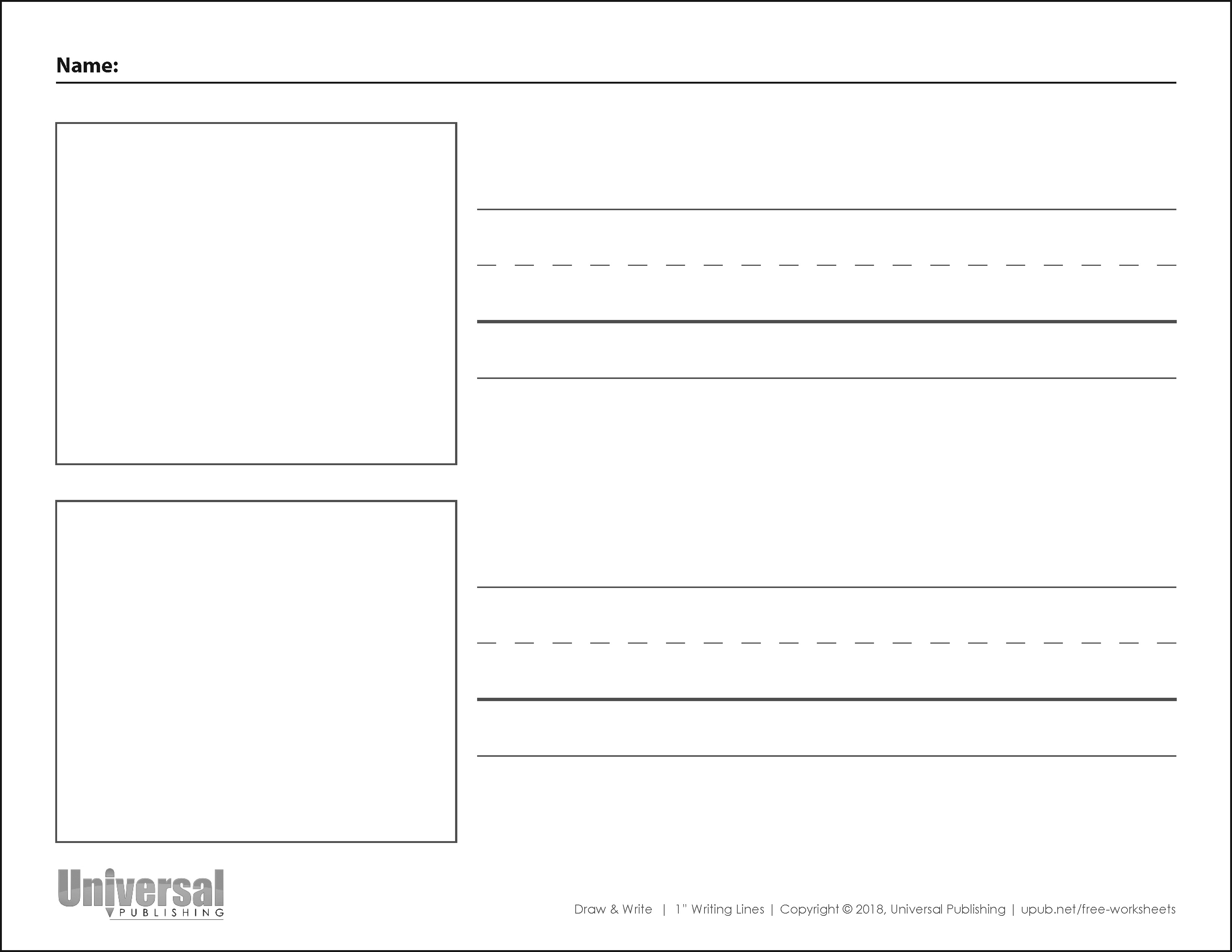 Draw and Write Horizontal One Inch Writing Lines - Universal
