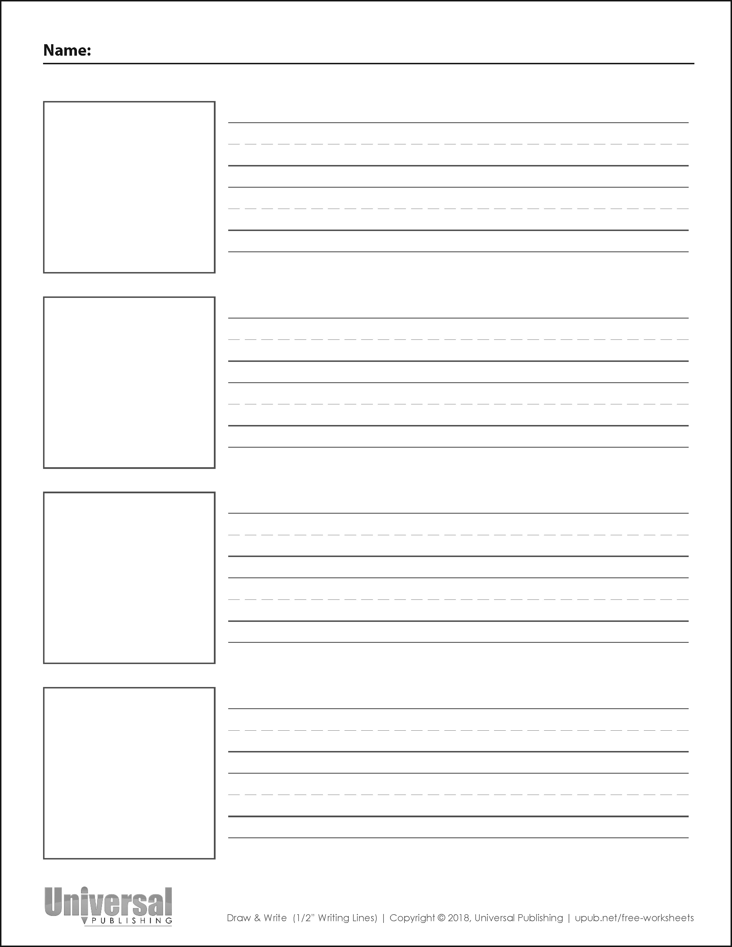 Draw and Write Vertical Half Inch Writing Lines Four Boxes