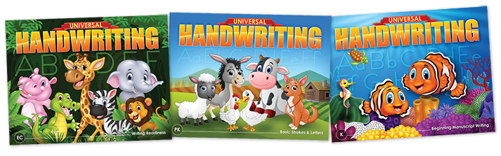 Universal Handwriting book covers for early childhood, pre-k, and kindergarten