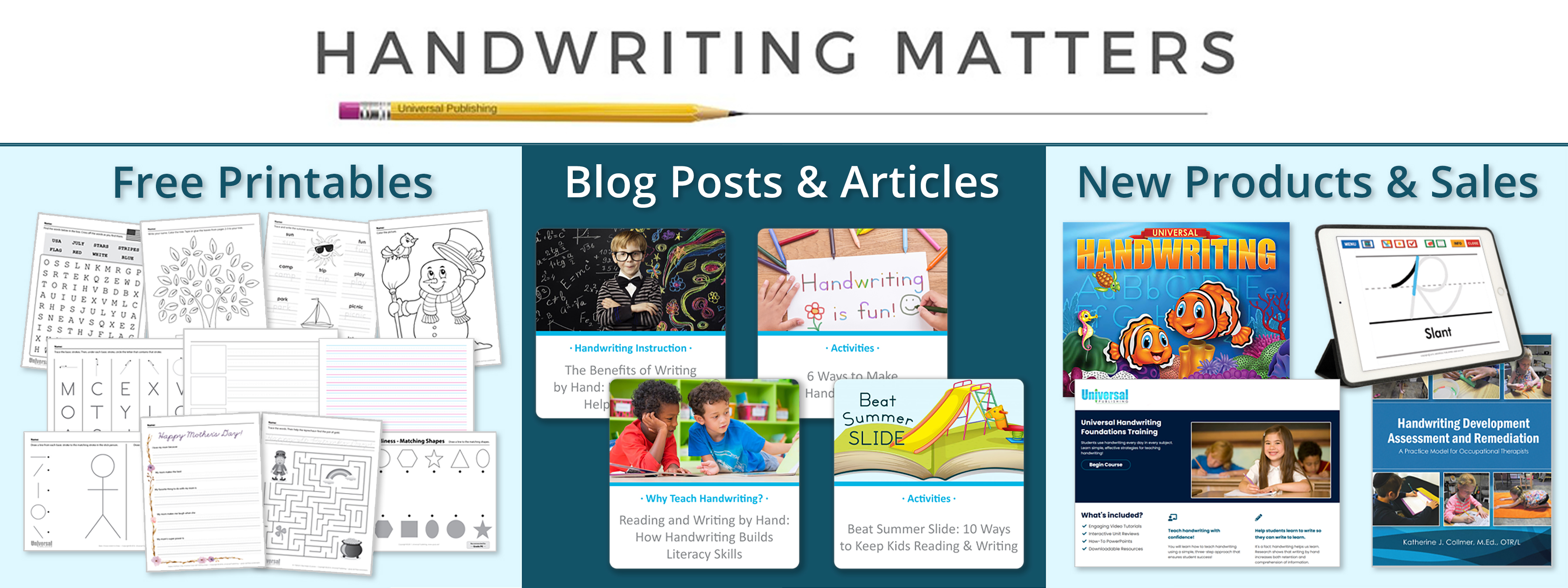 Handwriting Matters Newsletter Sign Up Page Header