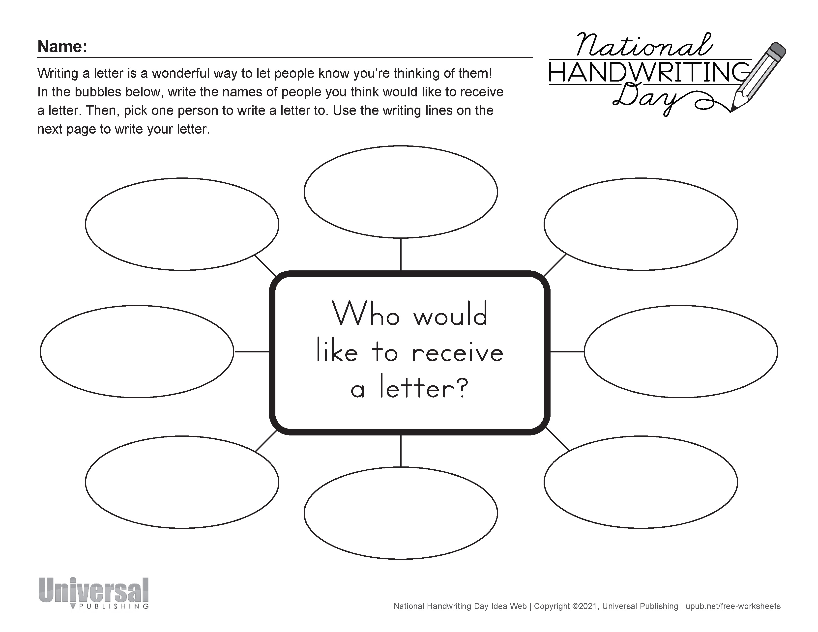 National Handwriting Day Write a Letter Idea Web