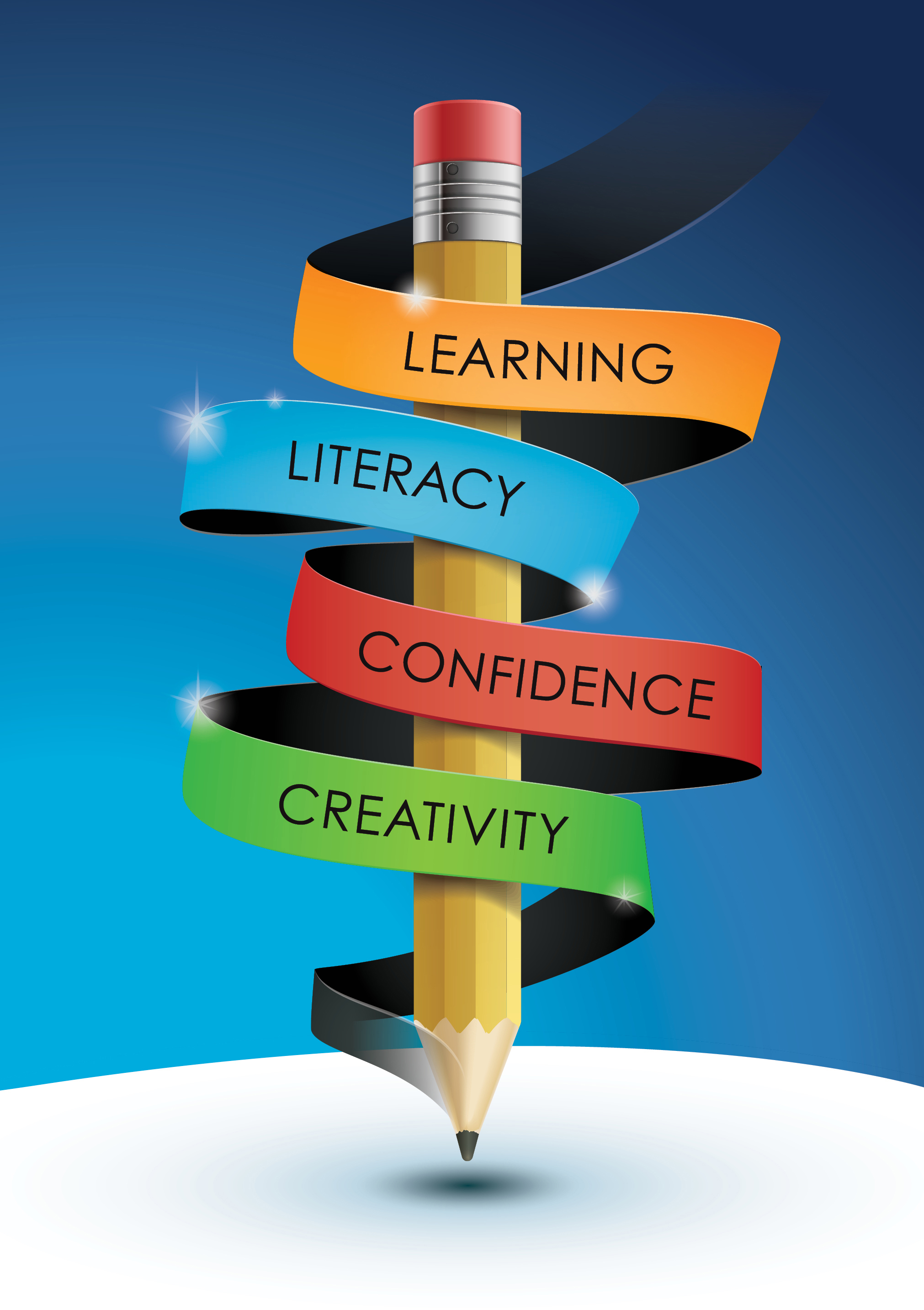 Pencil with Ribbons Handwriting Learning Literacy Confidence Creativity