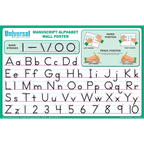 Item 172 Manuscript Alphabet Wall Poster Cursive Support Bundle
