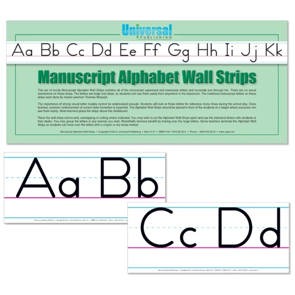 Item 174 Manuscript Alphabet Wall Strips Cursive Support Bundle