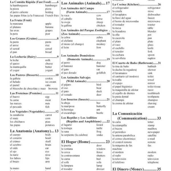 219-3 Spanish & English Picture/Word Book