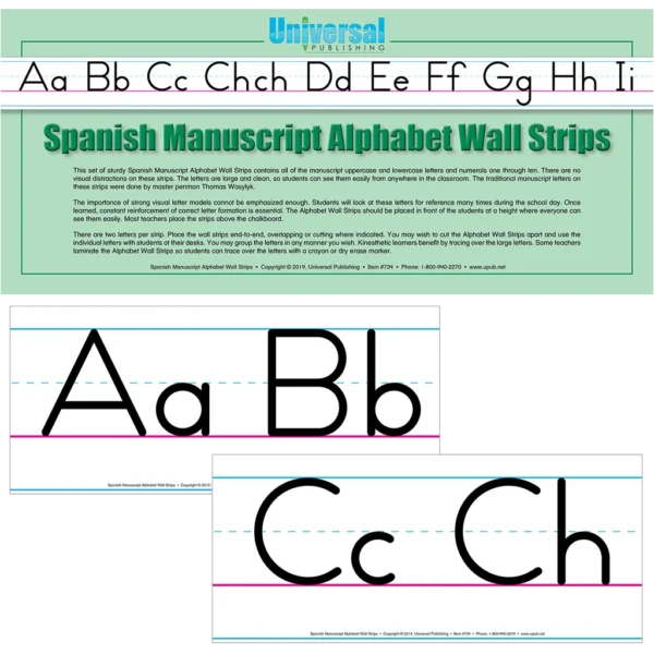 Item-734-Spanish-Manuscript-Alphabet-Wall-Strips-600x600 Manuscript Spanish Alphabet Wall Strips