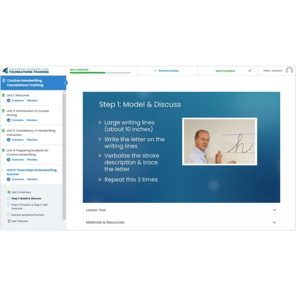 Cursive Training Lesson Screenshot Cursive Training Lesson Screenshot