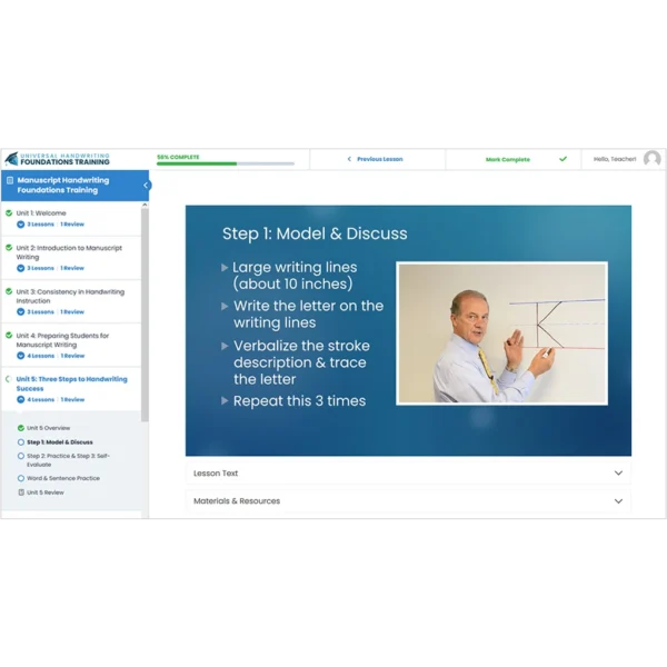 Manuscript Training Lesson Screenshot Manuscript Training Lesson Screenshot
