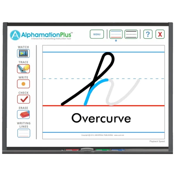 AlphamationPlus Cursive h on Whiteboard AlphamationPlus Subscription