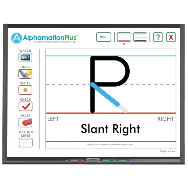 AlphamationPlus Manuscript R on Whiteboard AlphamationPlus Subscription